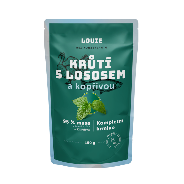 Balíček kapsiček 10 ks - Krůtí s lososem a kopřivou 150g