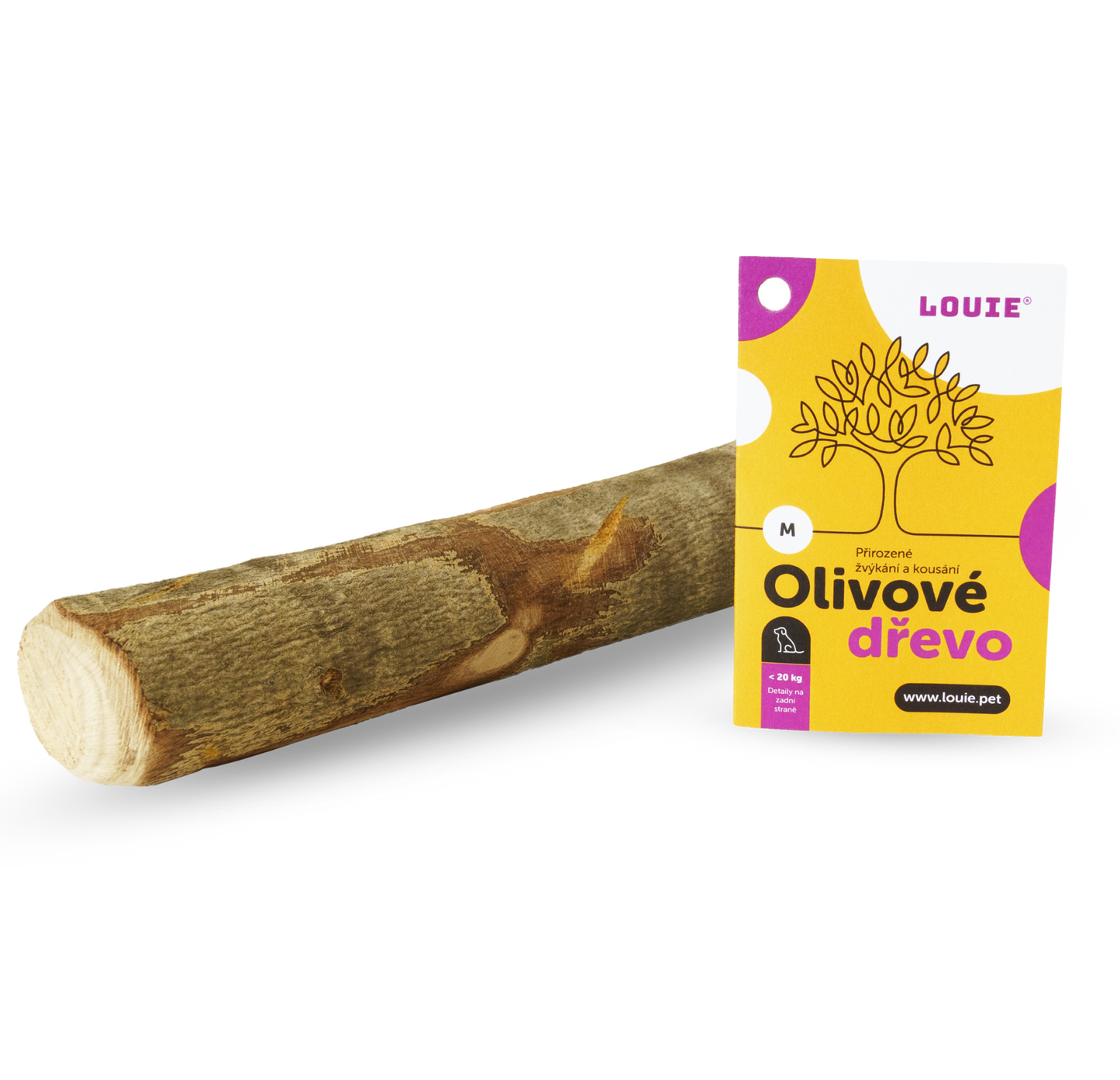Přírodní kousací olivové dřevo LOUIE - M