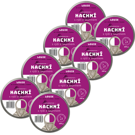 Výhodné balení 8 ks - Kachní s rýží a taurinem 100g