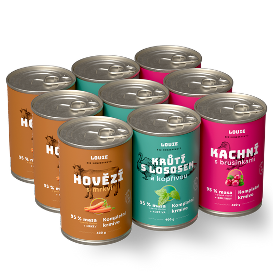 Ochutnávkový balíček bez kuřecího 400g - 9 ks