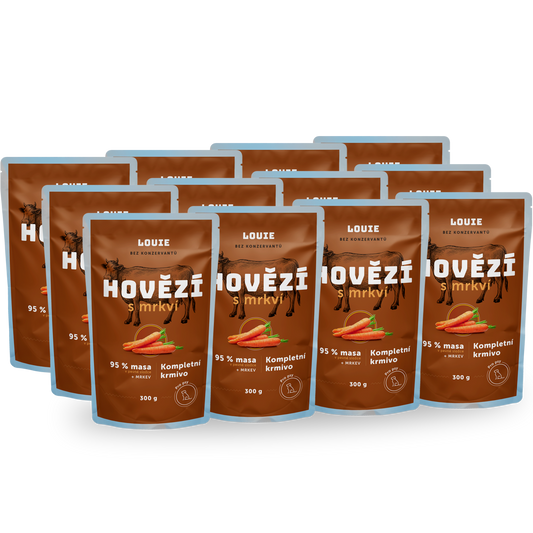 Balení kapsiček 12 ks - Hovězí s mrkví 300 g
