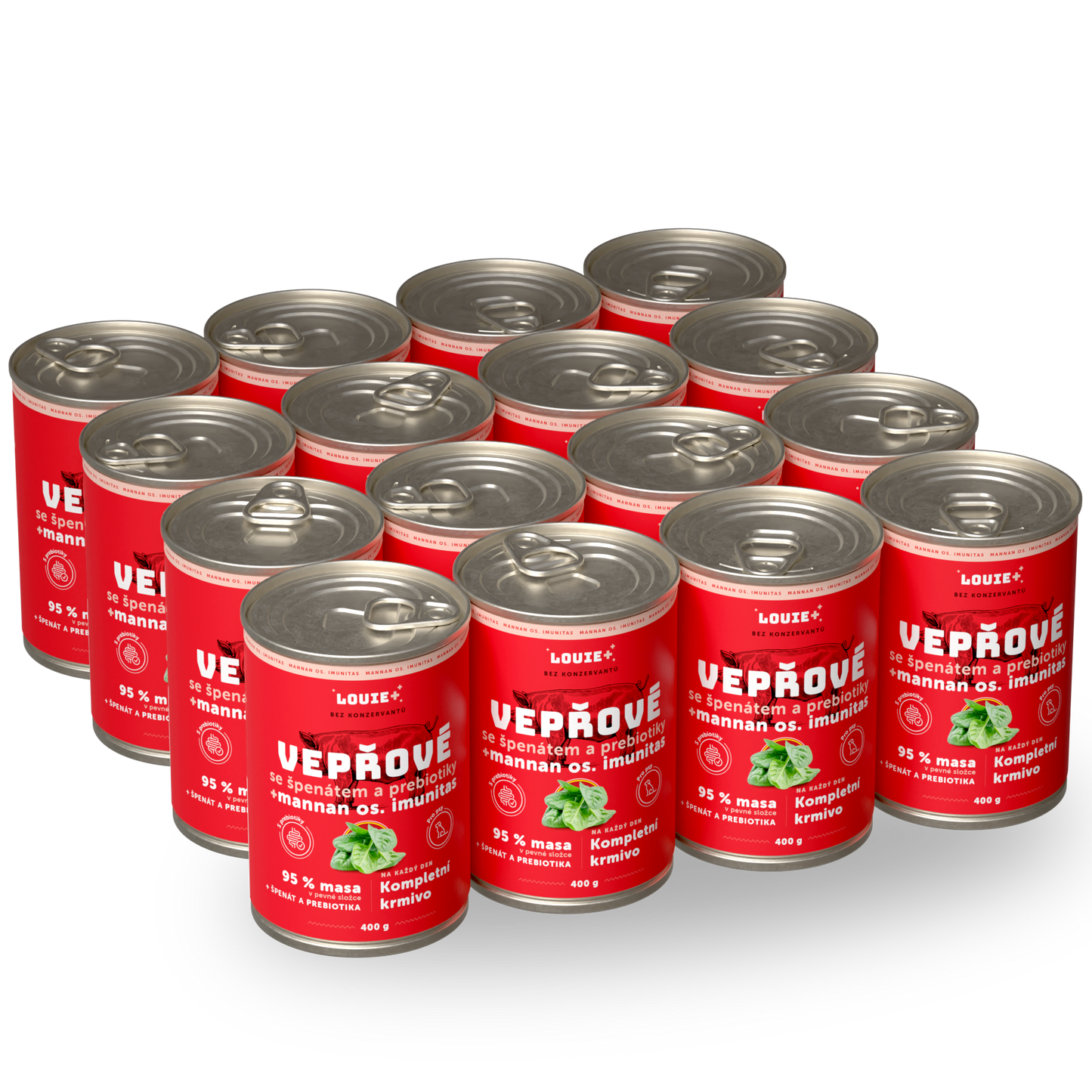 Výhodné balení 16 ks - Vepřové se špěnátem a prebiotiky 400 g