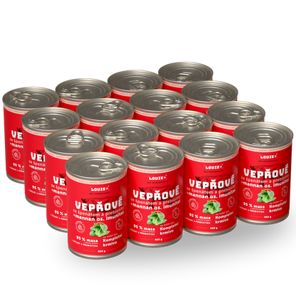 Výhodné balení 16 ks - Vepřové se špěnátem a prebiotiky 400 g