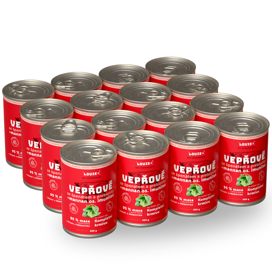 Výhodné balení 16 ks - Vepřové se špěnátem a prebiotiky 400 g